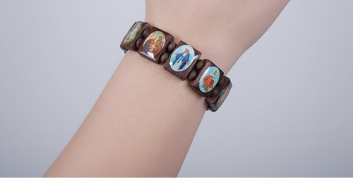 Brown Wood Religious Bracelet