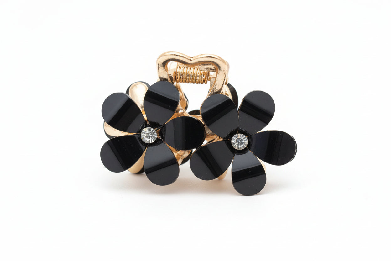 Flower Hair Claw Clip with Rhinestones