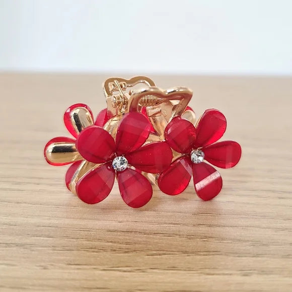 Flower Hair Claw Clip with Rhinestones