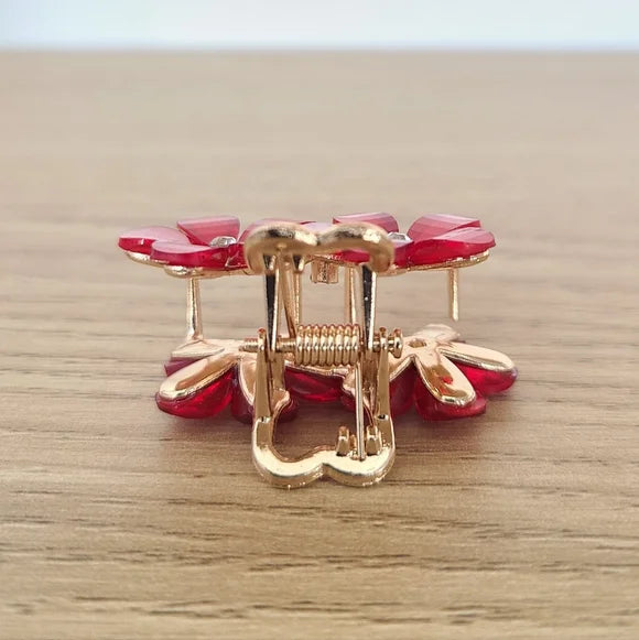 Flower Hair Claw Clip with Rhinestones