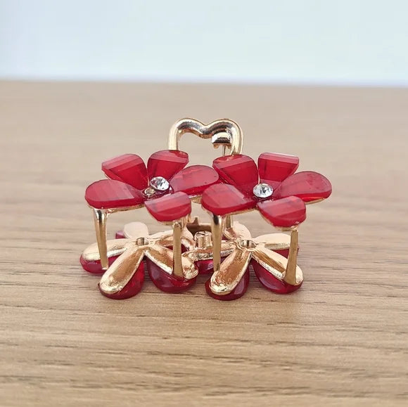 Flower Hair Claw Clip with Rhinestones