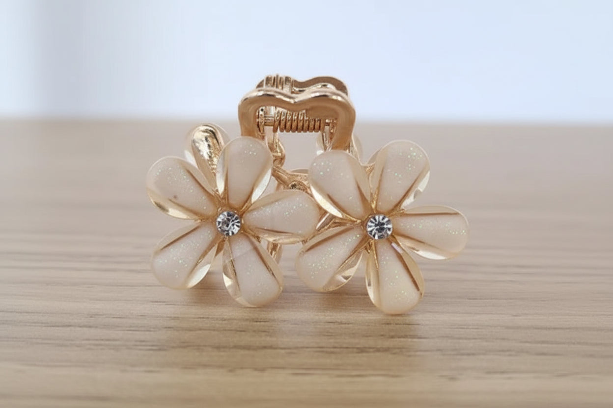 Flower Hair Claw Clip with Rhinestones