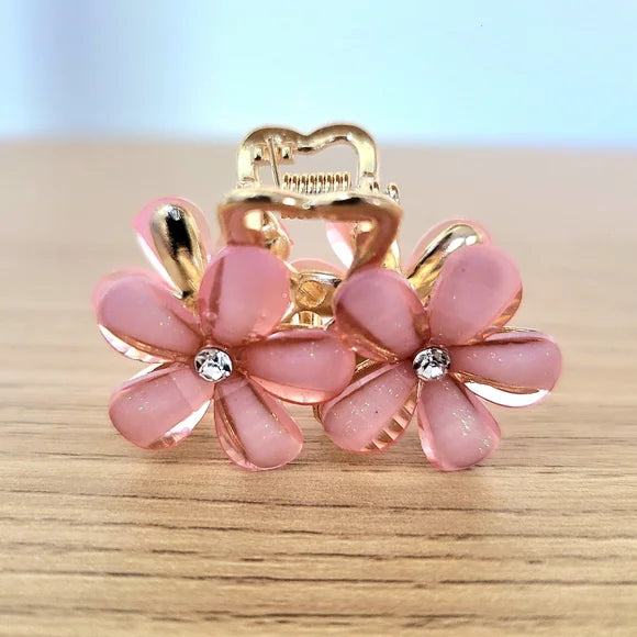 Flower Hair Claw Clip with Rhinestones
