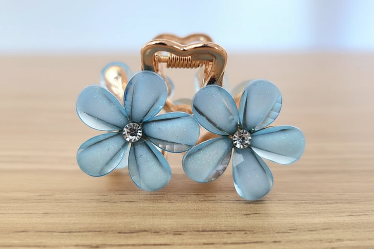 Flower Hair Claw Clip with Rhinestones