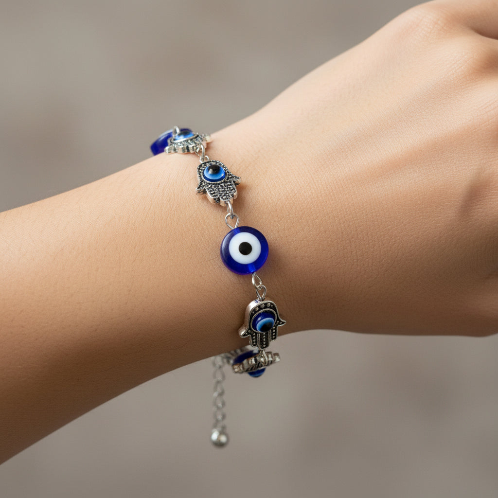 Evil Eye Hamsa Hand Charm Bracelet