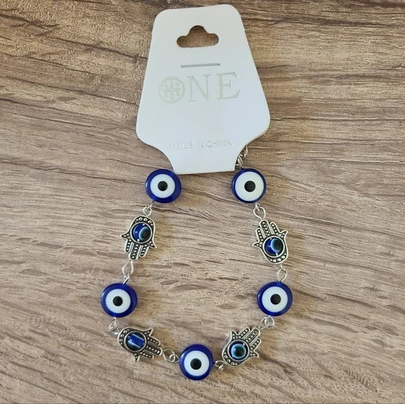 Evil Eye Hamsa Hand Charm Bracelet