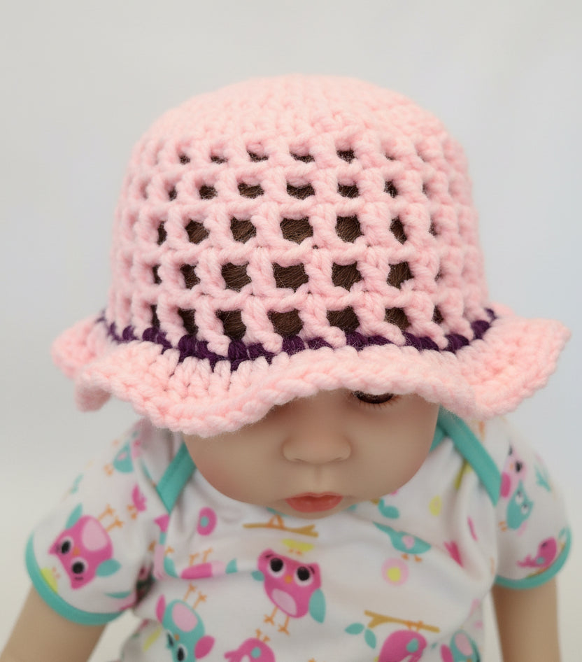 Pink and Purple Baby Sun Hat