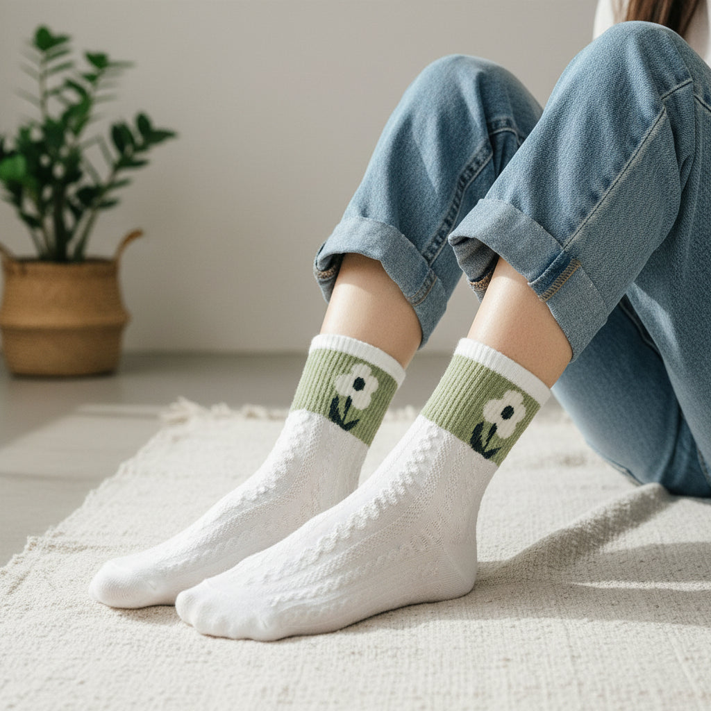 Vintage Style Cable Knit Socks