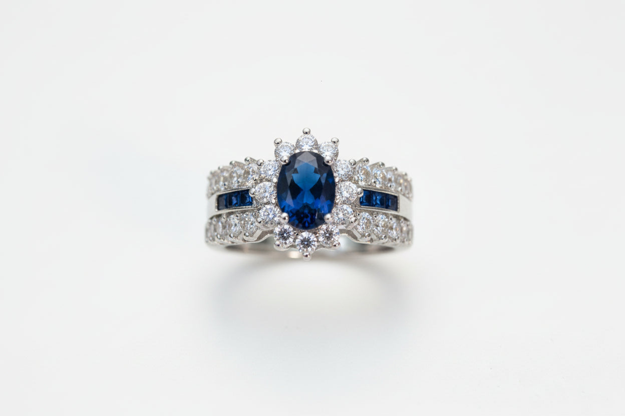 Blue Cubic Zirconia Ring