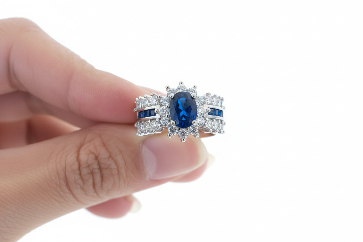 Blue Cubic Zirconia Ring