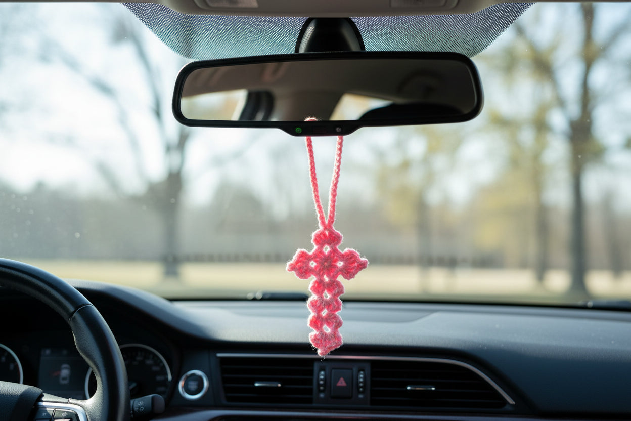 Cross Rear View Mirror Charm