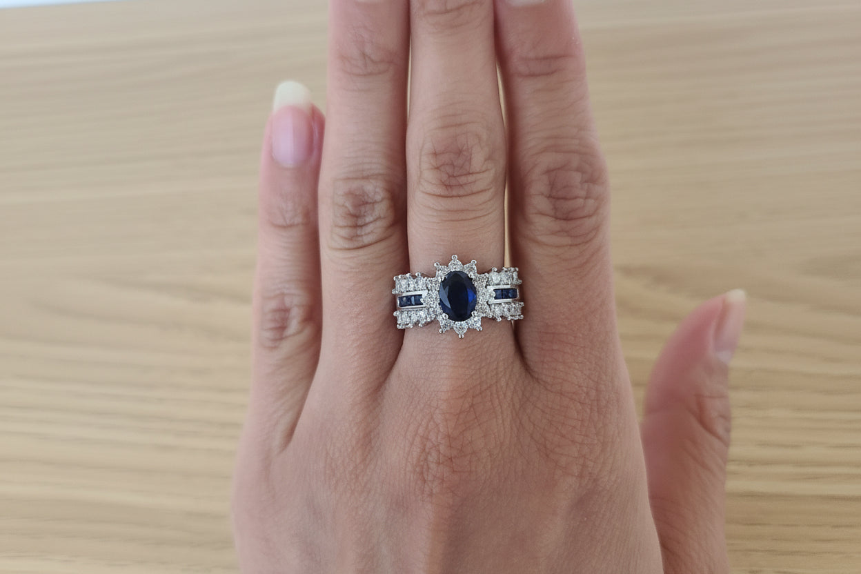 Blue Cubic Zirconia Ring